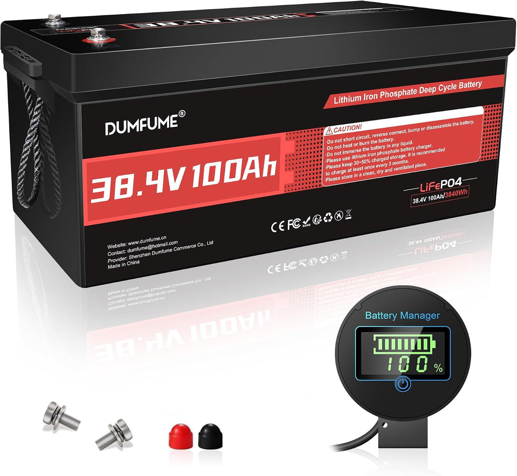 38.4V(36V) 100Ah LiFePO4 Lithium Golf Cart Battery,Built-in 200A BMS & 15000 Cycles High Energy Density for Golf Carts/Utility Vehicles/RV Backup Power