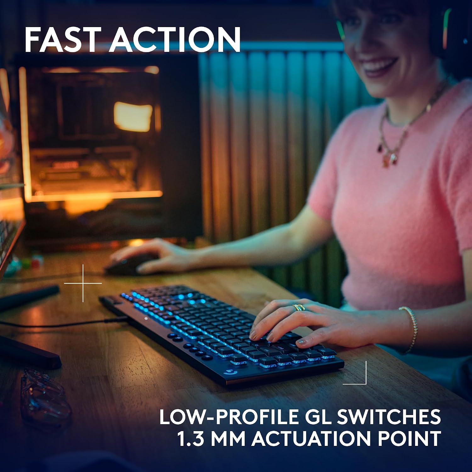Logitech G915 X Low-Profile Wired Mechanical Gaming Keyboard, Double-Shot PBT Keycaps, Fully Programmable Keys, RGB Lighting, Aluminum Finish, GL Brown Tactile Switches - PC/Mac - Black