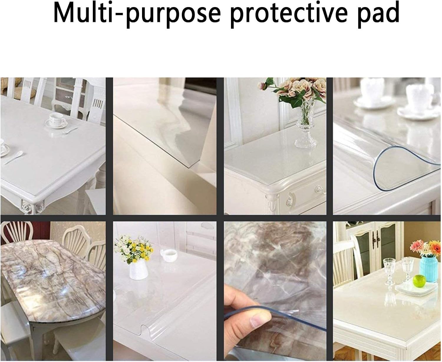 Clear PVC Furniture Protectors Waterproof PVC Table Pad 3 Thicknesses Tablecloth for Hardwood Surface Kitchen Carpet Tiles Dresser Desk Covers, Custom Size