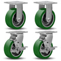 5'X2' Caster Wheels, Heavy Duty Casters Set of 4, Aluminum Core Thickened Polyurethane Industrial Casters for Toolbox Workbench, 4000 Lbs Total Capacity (2 Brake & 2 Rigid