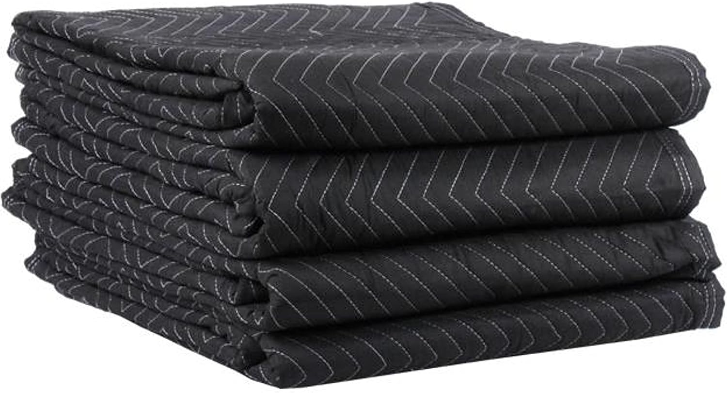 US Cargo Control Moving Blankets 80'x72' Performance Mover (75 lb/Dozen), Professional Quilted Large Moving Blankets, Furniture Packing Pads, 4-Pack