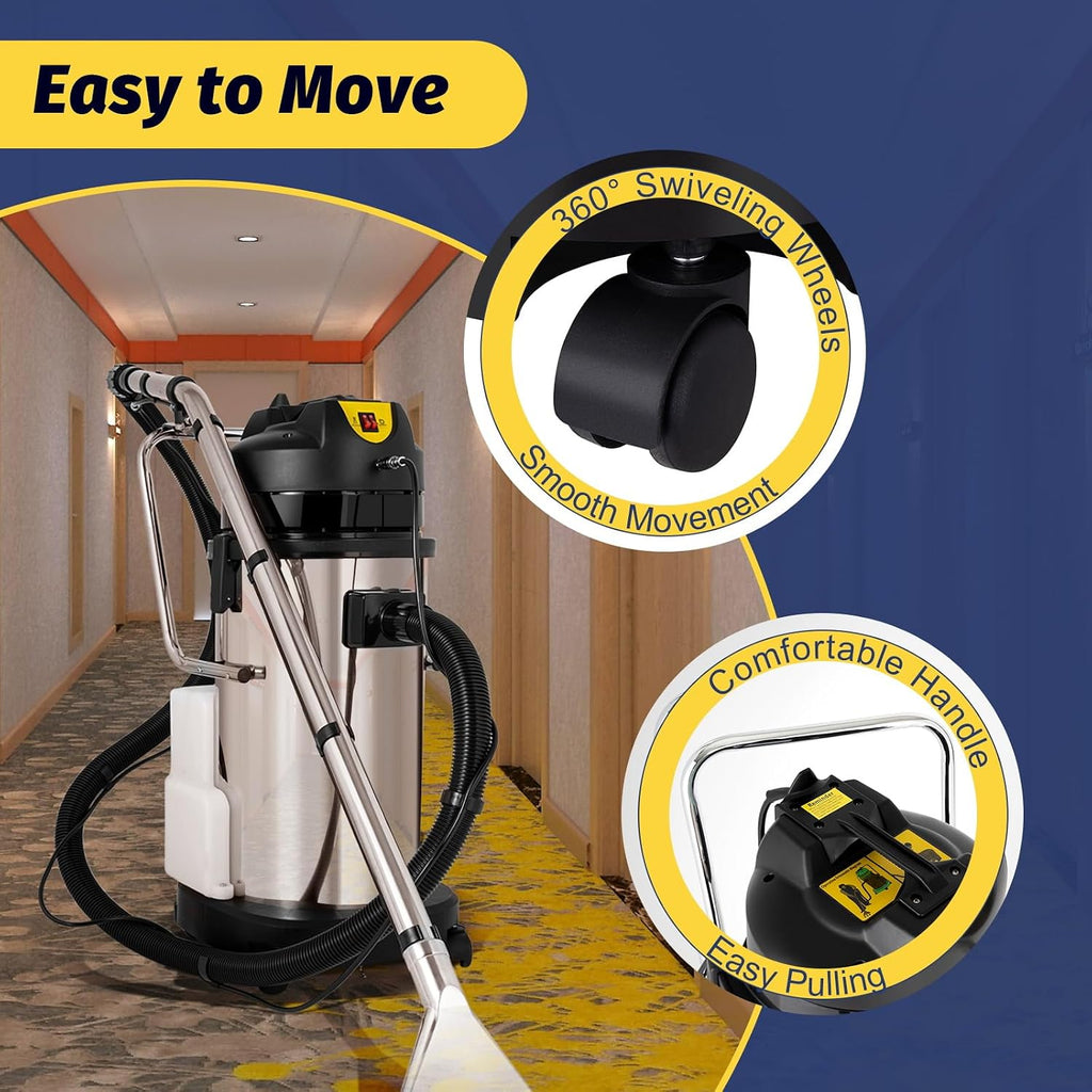 40L/11gal Commercial Carpet Cleaner Machine, 1034W Heavy Duty Extractor Vacuum Washing Machine Multifunctional Cleaning Machine With Mobile Tires Carpet Sofa Curtain Cleaner (2 Packages)