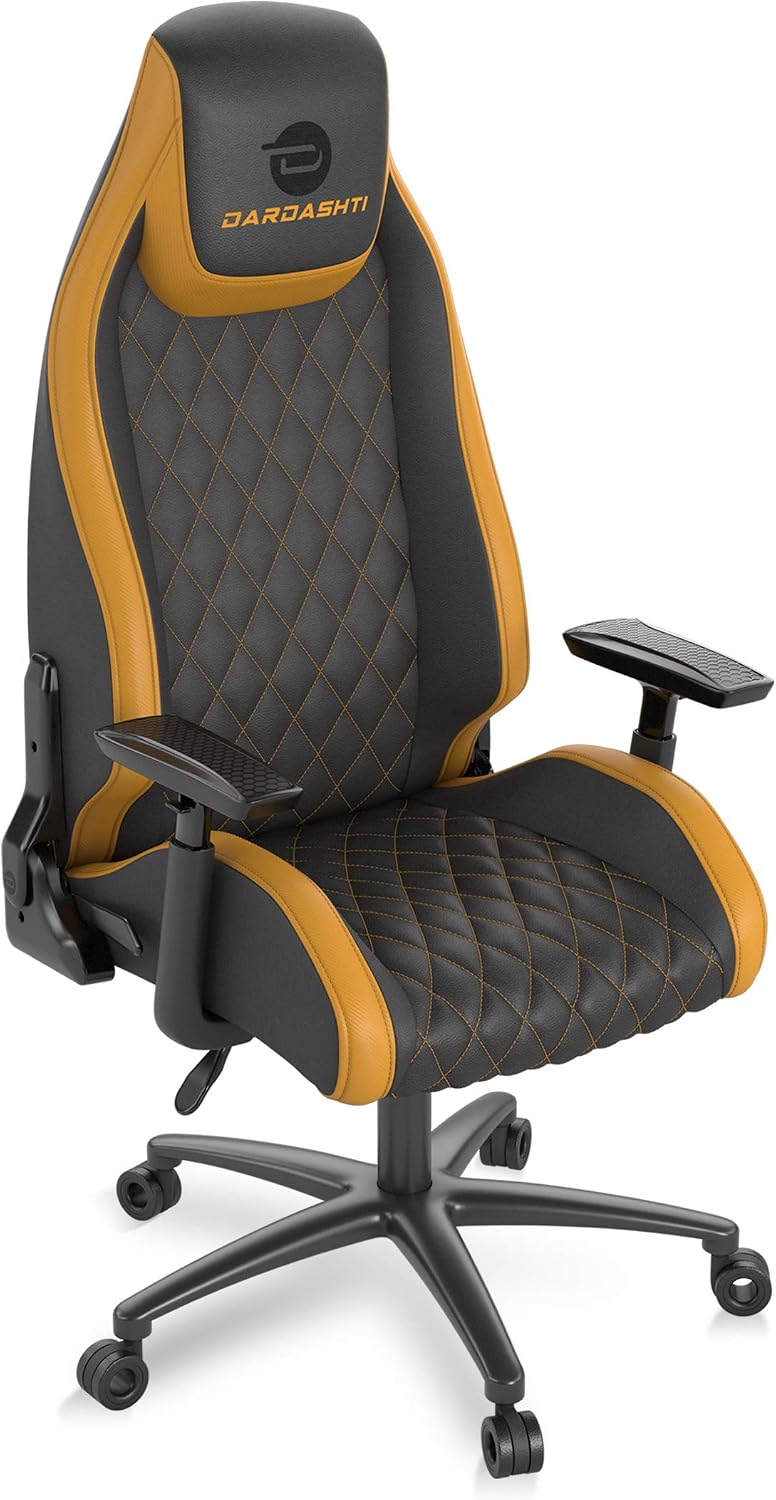 Atlantic Dardashti Gaming Chair - Commercial Grade, BIFMA X5.1 Tested, Next-Gen Ergonomic, Race Car Inspired Black with Golden Yellow Accents, PN78050358 (78050358)