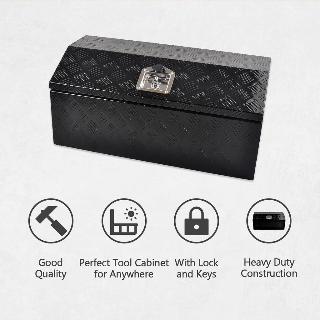30 Inch Aluminum Trailer Tongue Tool Box Wide Utility Trailer Tongue Toolbox RV Storage OrganizerTrailer Storage Tool Box With Lock & Keys Black,5 Bar Tread (30'X13.2'X13.5')