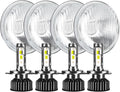 H5006 H5001 5.75 Inch Glass Round LED Headlight Housing + H4/9003 High Low Dual Beam Light Bulbs,Sealed Beam Style,Original Classic Look