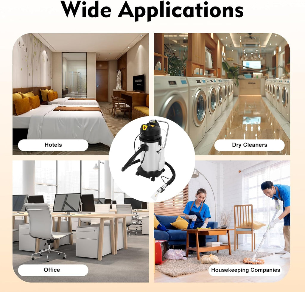 Commercial 40L 3-in-1 Carpet Cleaner & Extractor, 1000W Heavy Duty Floor Cleaning Machine with Vacuum, Spray & Washing Functions for Home, Hotel & Office Use