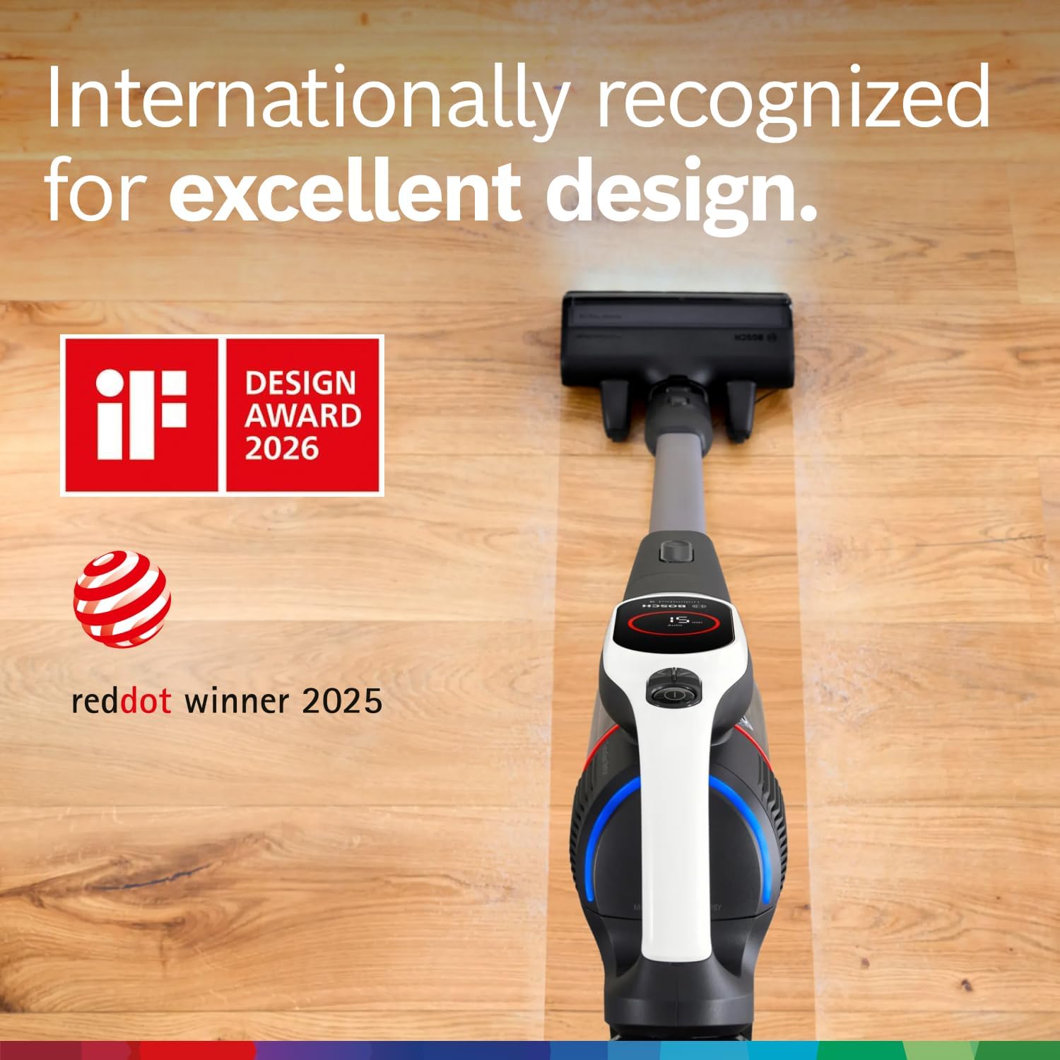 Bosch Unlimited 9 Cordless Stick Vacuum Cleaner - Up to 60 Min Battery, Multi-Surface, Vacuums Pet Hair, Hard Floors and Carpets, HEPA Filter, MicroClean Brush, 3 Accessories, White