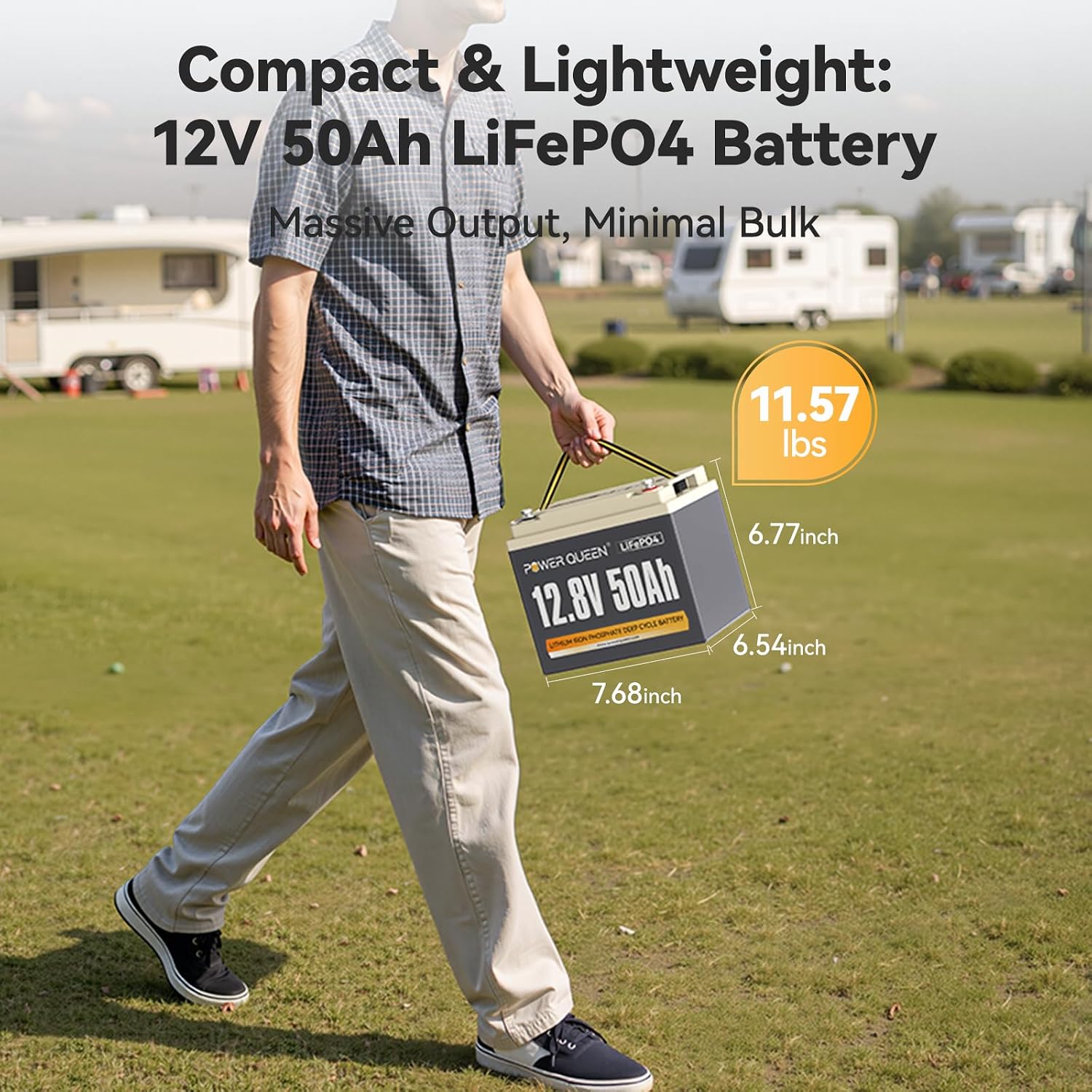 Power Queen 12V 50Ah LiFePO4 Battery Upgrade, Lithium Battery with 50A BMS Protection, Up to 15000 Cycles, Portable & Lightweight for RV Camping, Trolling Motor,Fish Finder, Solar