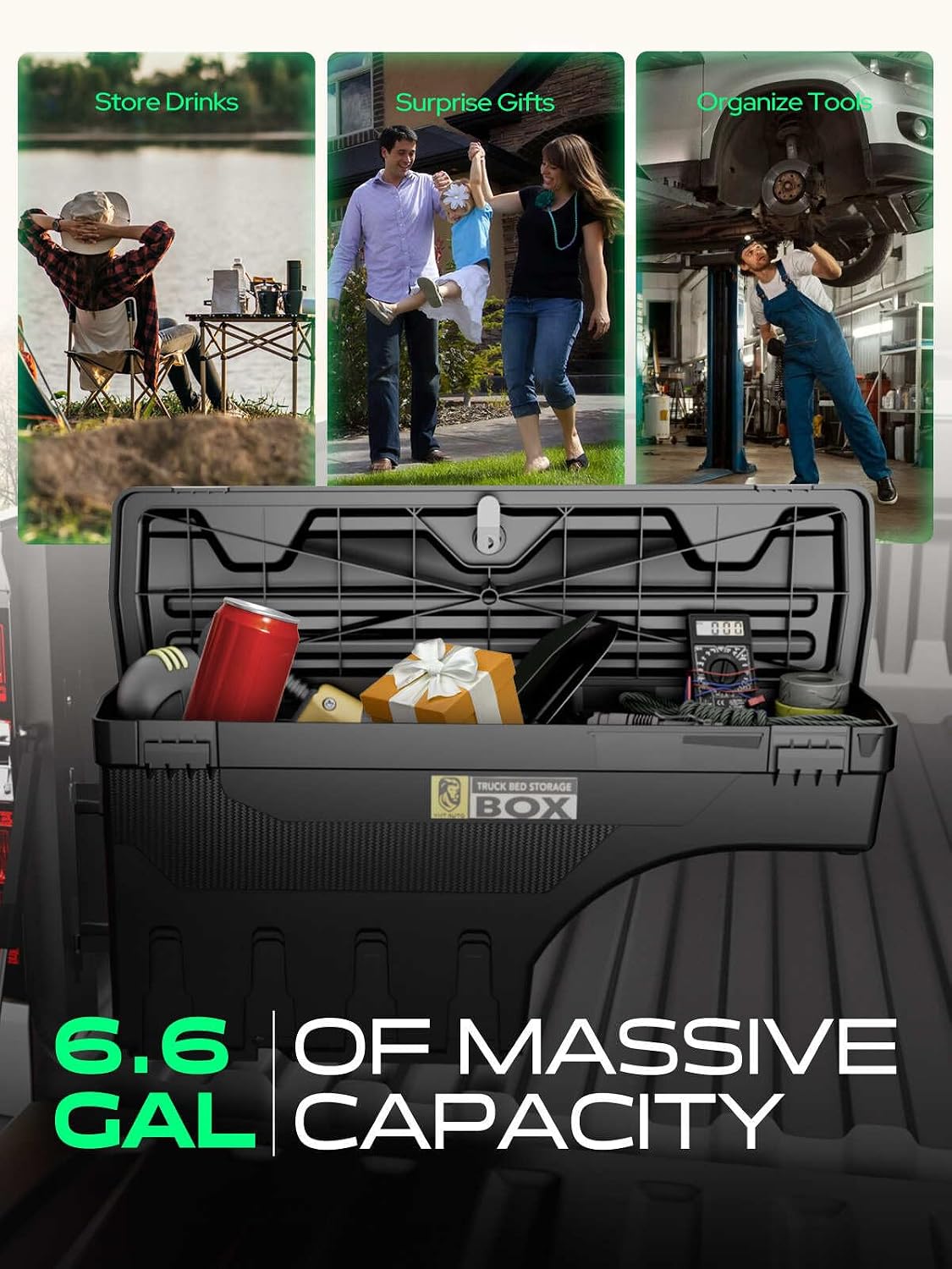 YHTAUTO Truck Bed Storage Tool Box Lockable Compatible with 1987-2011 Dodge Dakota, Passenger Side, Swing Waterproof Wheel Well Toolbox