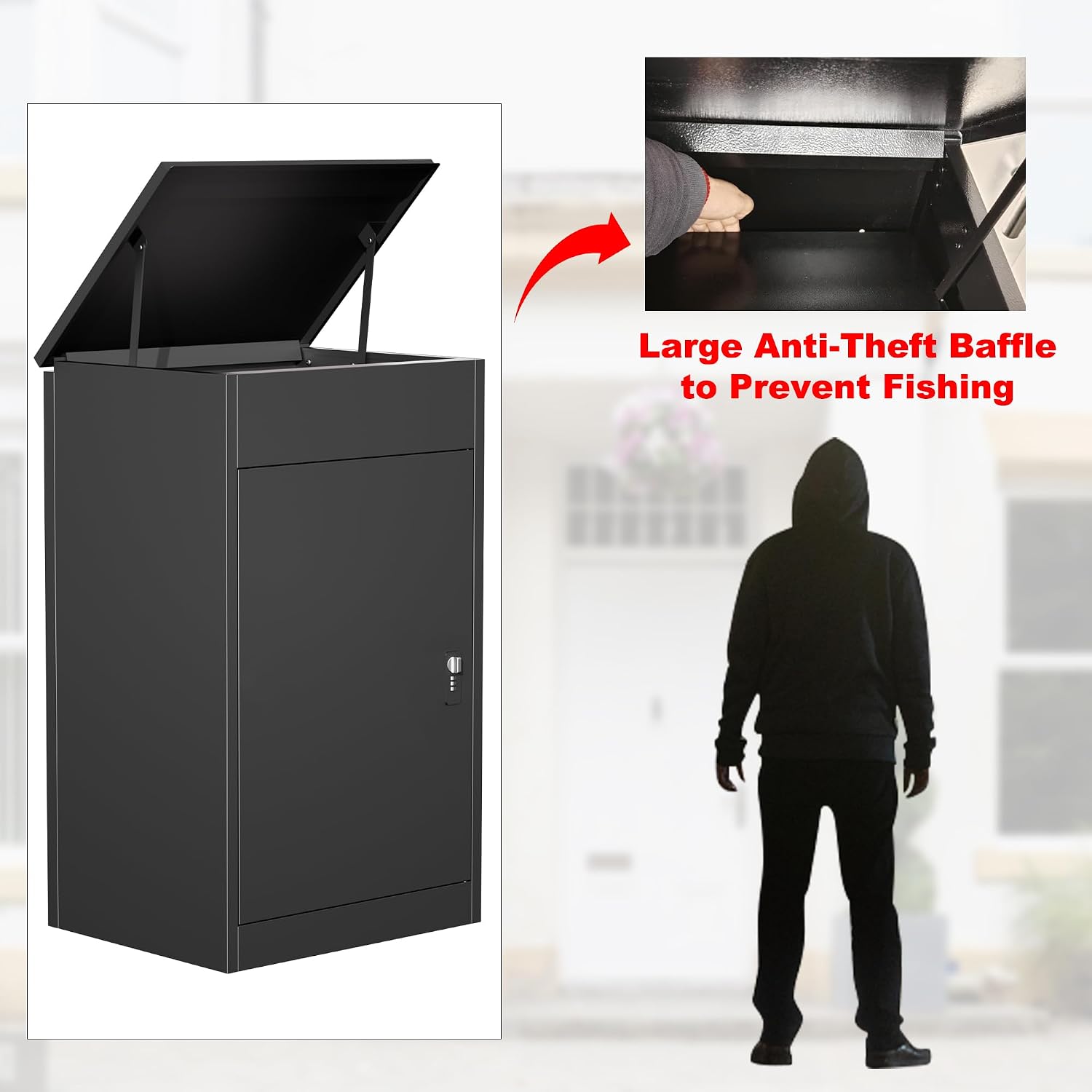 Package Delivery Boxes for Outside, Large Mailbox for Parcel 19.7'x16.1x'33.5', Anti-Theft Parcel Mailbox with Coded Lock, Wall Mounted Waterproof Home Parcel Box for Porch Yard, Galvanized Steel