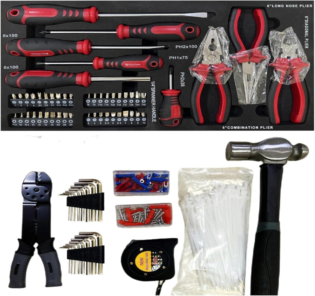 tool box with tools, tool set mechanics kit, 439 piece tool set, socket wrench set, mechanic tool set, heavy duty tool box, home tool kit, automotive tools, DIY tool set (439pcs-orange)