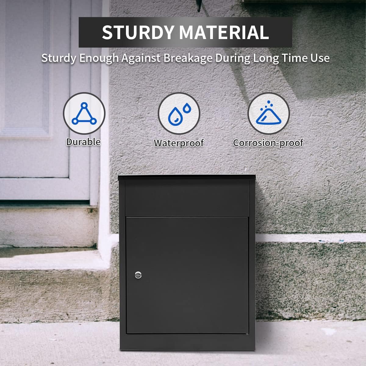 Ydocabinit Package Delivery Boxes for Outside, Extra Large Mailbox for Parcel, Galvanized Steel Parcel Mailbox, Wall Mounted Lockable Anti-Theft for Porch,Curbside XL-Black
