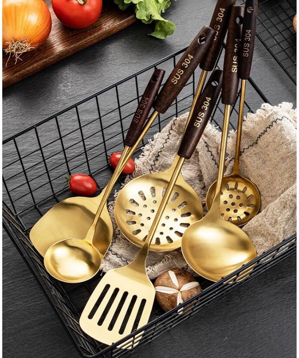 Cookware Dining Gadgets Spoons for Cooking Spatulas 304 Stainless Steel Cooking Utensils Spatulas Spoons Kitchen Tools 6 Pieces Sets