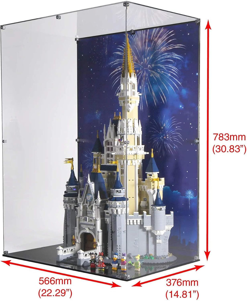 Display Case Compatible with Lego 71040 - The Disney Castle - Acrylic Dustproof Showcase with Pre-Printed Background - Set Not Included