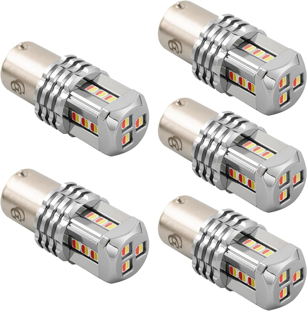 GG Grand General 70820 1157 Dual Color Amber/Red 15 LED Tower Bulb, 12V, 5 Pack