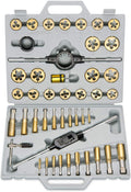 NEIKO 00916A Pro-Grade Large-Diameter Titanium SAE Tap and Die Set, High-Quality Thread-Repair Kit, 45-Piece Set