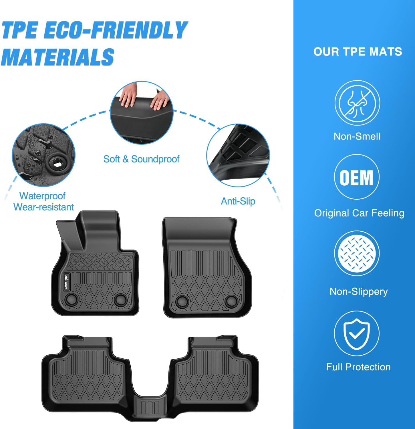 Nilight TPE Floor Mats for Mini Countryman F60 (Not for Manual Transmission) 2017 2018 2019 2020 2021 2022 2023 2024 All Weather Custom Fit Heavy Duty Floor Liners