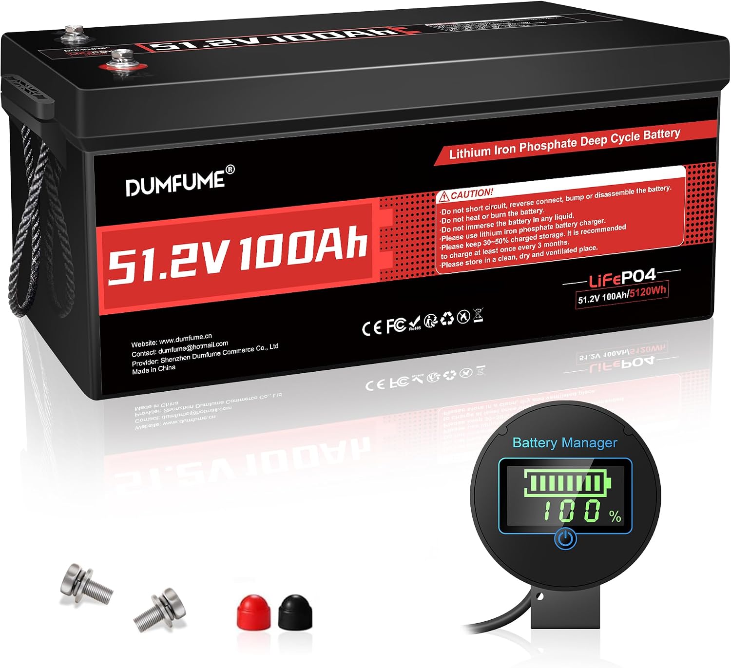 48V 100Ah LiFePO4 Battery, Built in 200A BMS, 6000 Cycles, 5.12kWh Capacity 48 Volt Lithium Battery Perfect for Golf Carts, RV, Solar and Off Grid