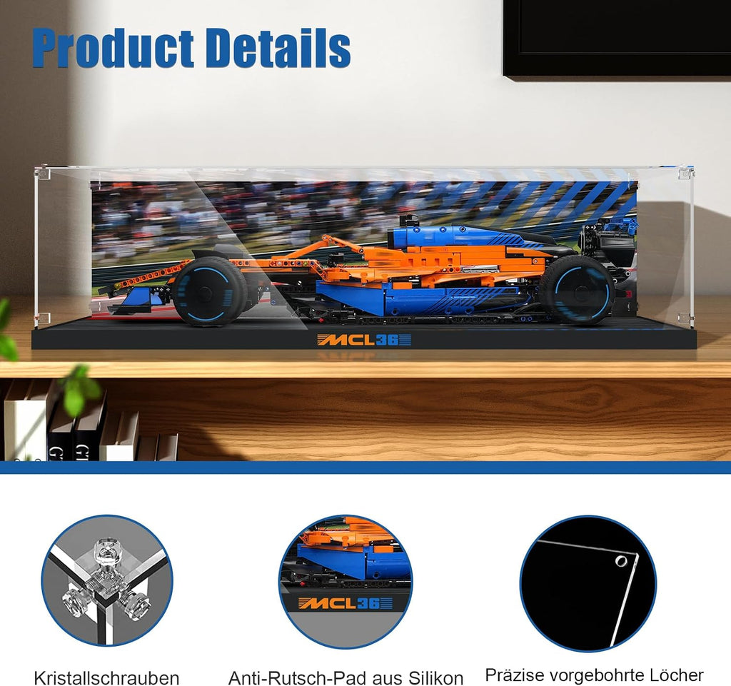 Clear Acrylic Display Case for Lego 42141 McLaren Formula 1 Race Car– Dust-Proof Protective Showcase Box (Lego Set NOT Included)