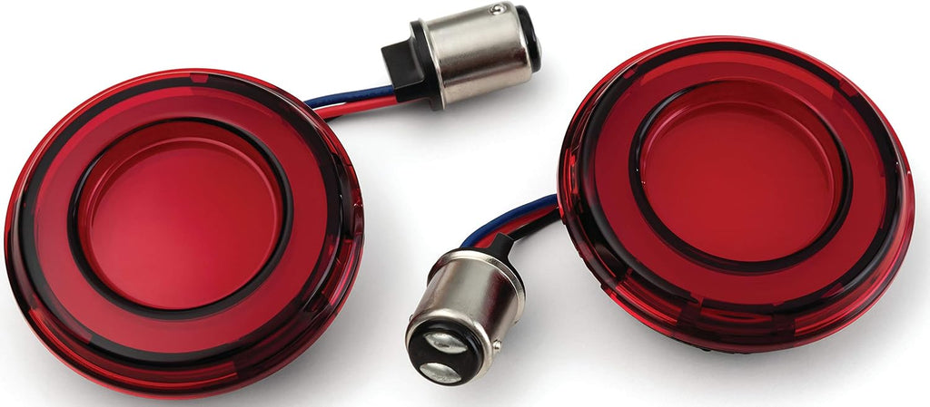 Kuryakyn 2906 Motorcycle Lighting Accessory: Tracer LED Rear Turn Signal Conversions Bullet Style, 1157 Dual-Curcuit Red/Red with Red Lens, 1 Pair