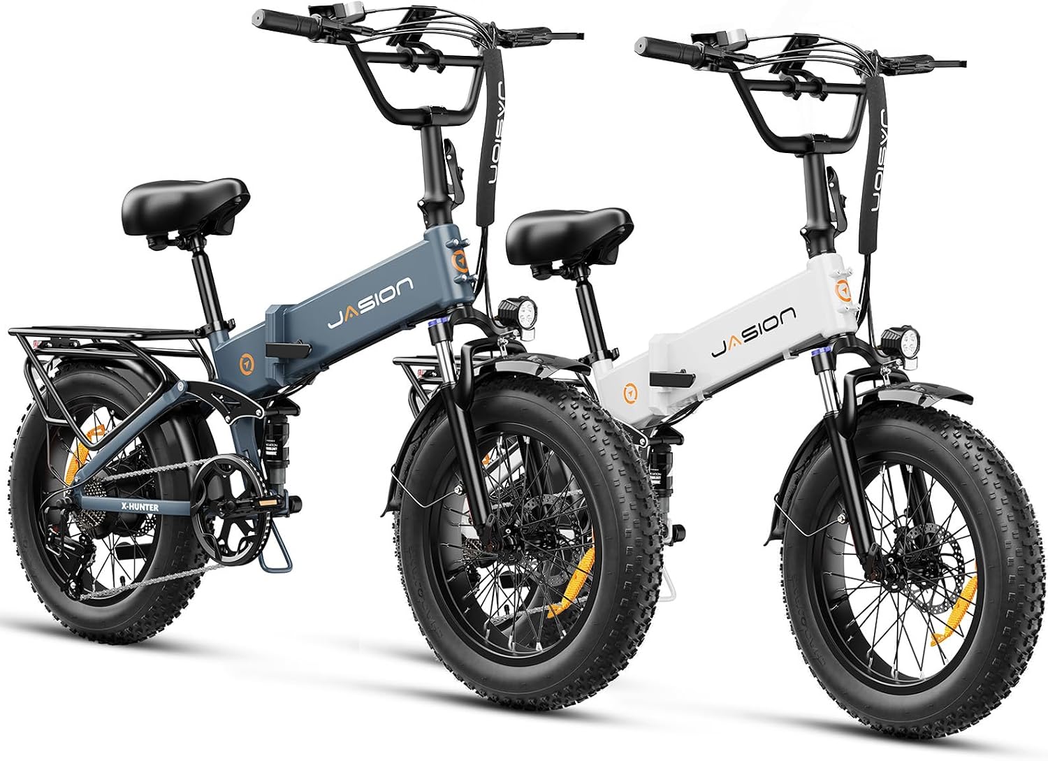 Jasion X Hunter/PRO Electric Bike for Adults,1800W/1400W Peak 20''Fat Tire Foldable Ebike,Folding E Bike Up to 80/70 Miles Range,720/624WH Removable Battery,30 MPH E Bike,Certified by UL2849