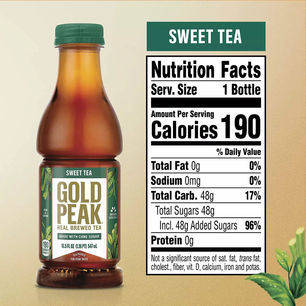 Gourmet Kitchn Gold Peak Naturally Sweet Real Brewed Tea, Picked for Peak Taste, Made With Cane Sugar - 3 Boxes (18.5oz / 18pk per Box), Total 54 Bottles)