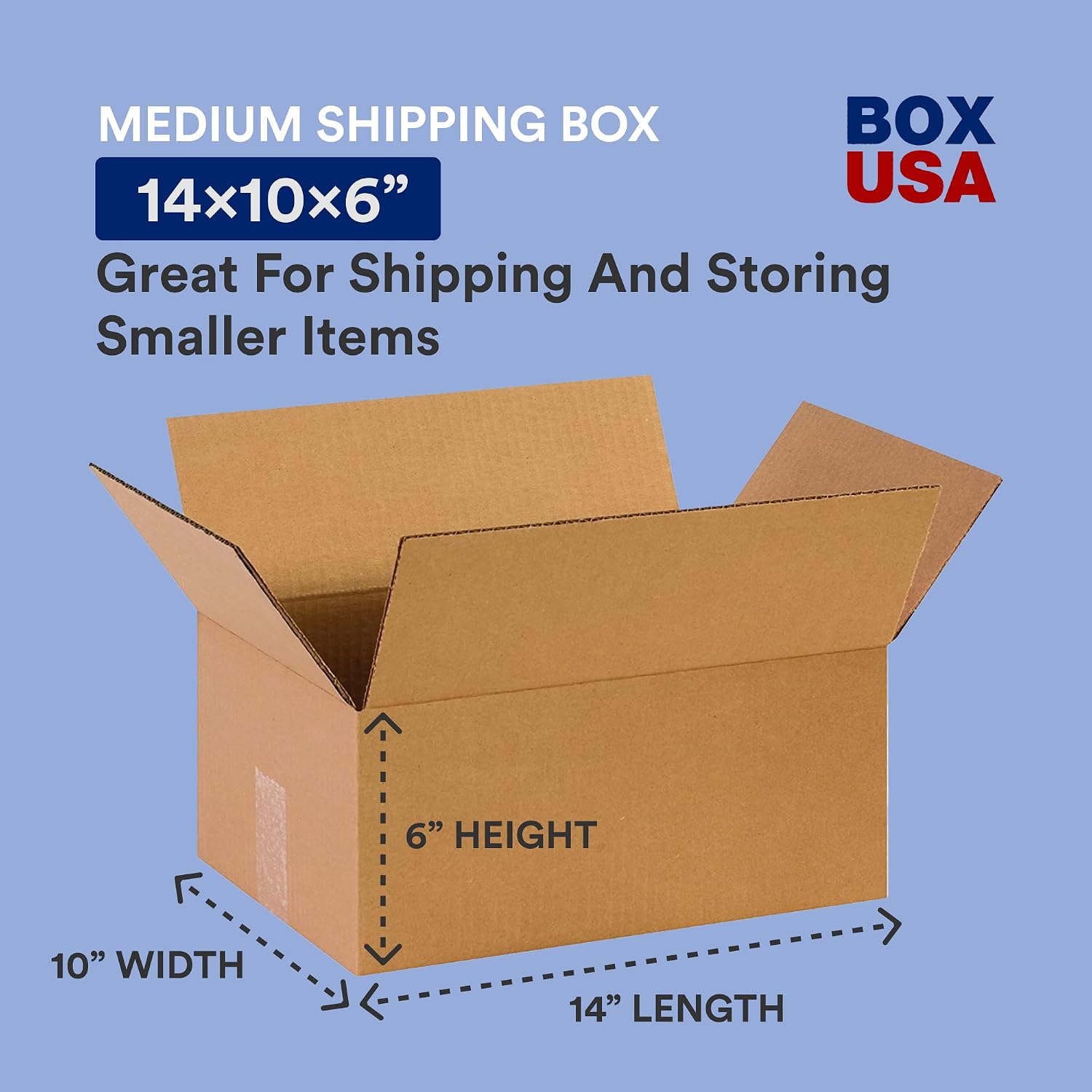 BOX USA Shipping Boxes Medium 14'L x 10'W x 6'H, 100-Pack | Corrugated Cardboard Box for Packing, Moving and Storage