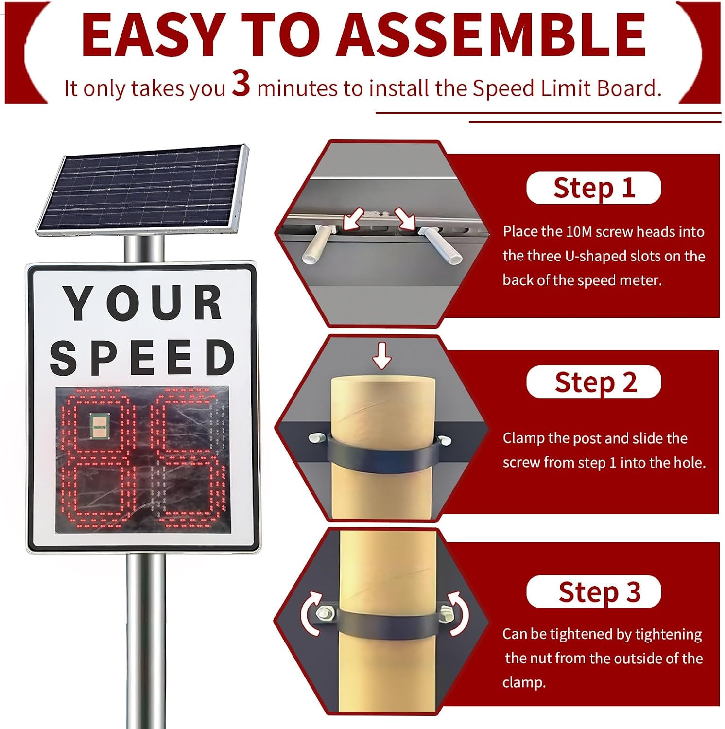 23.6'X35.4' Radar Speed Sign - Integrated Solar Power, Radar Speed Display Sign, Ip65, 394ft Detection for Highways, Remote Control and Accessories
