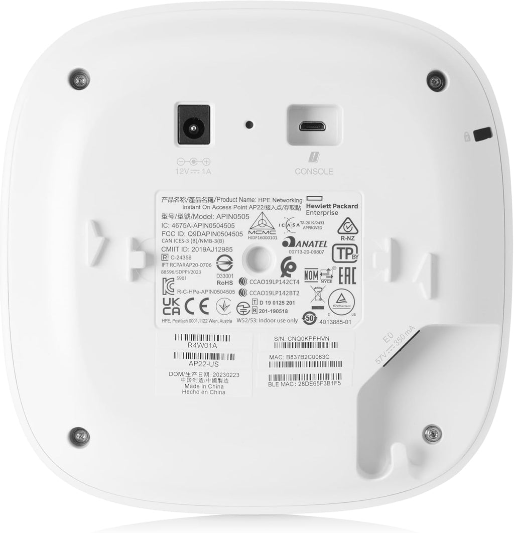 HPE Networking Instant On Access Point AP22 2x2 WiFi 6 Indoor Wireless Access Point (3 Pack) | Long Range, Secure, Smart Mesh Support | Power Source Not Included | US Model (R4W01A-3PACK)