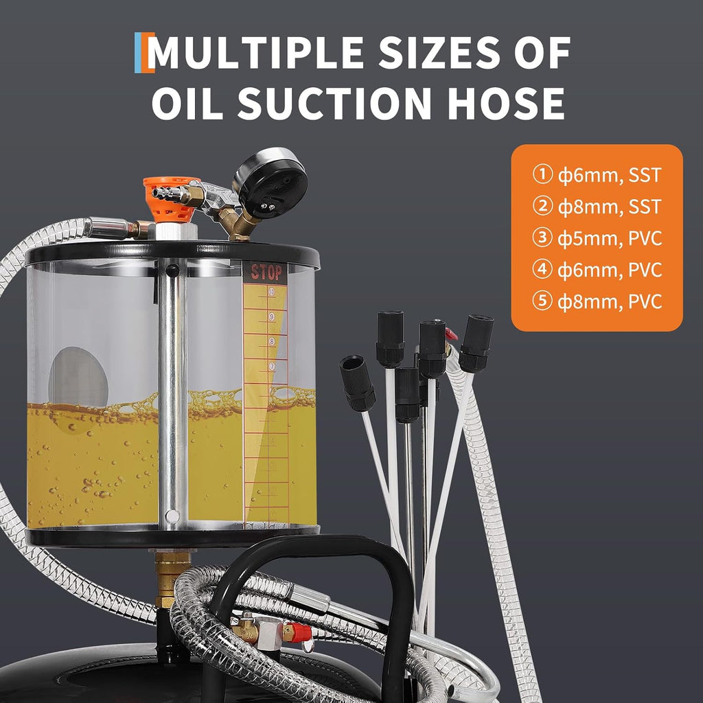 Garvee 20 Gallon Waste Oil Drain Tank, Air Operated Portable Oil Drainer with Adjustable Funnel, Fluid Fuel Transfer Drainage with Wheels, Oil Change Container for Automotive Workshops