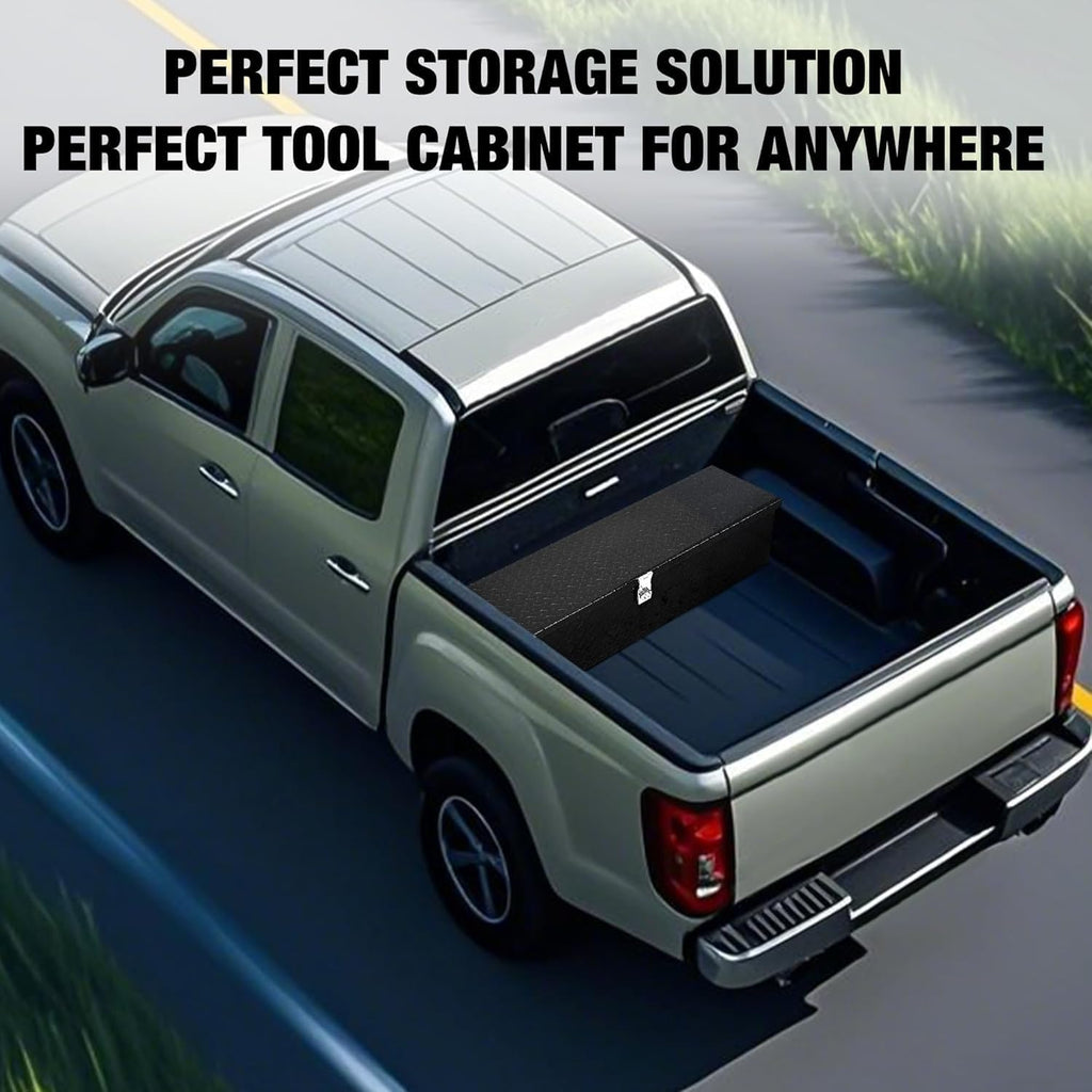 Aluminum Truck Tool Box Jobsite Storage Box Toolbox Chest Cabinet Heavy Duty Truck Bed Toolbox Gangboxes Tools Organizer Pick Up Truck Bed RV Trailer With Side Handles