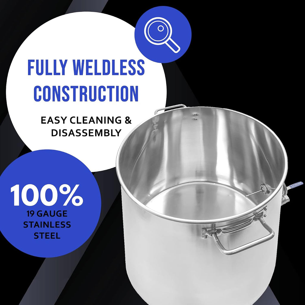 CONCORD Stainless Steel Home Brew Kettle Stock Pot (Weldless Fittings) (160 QT/ 40 Gal)