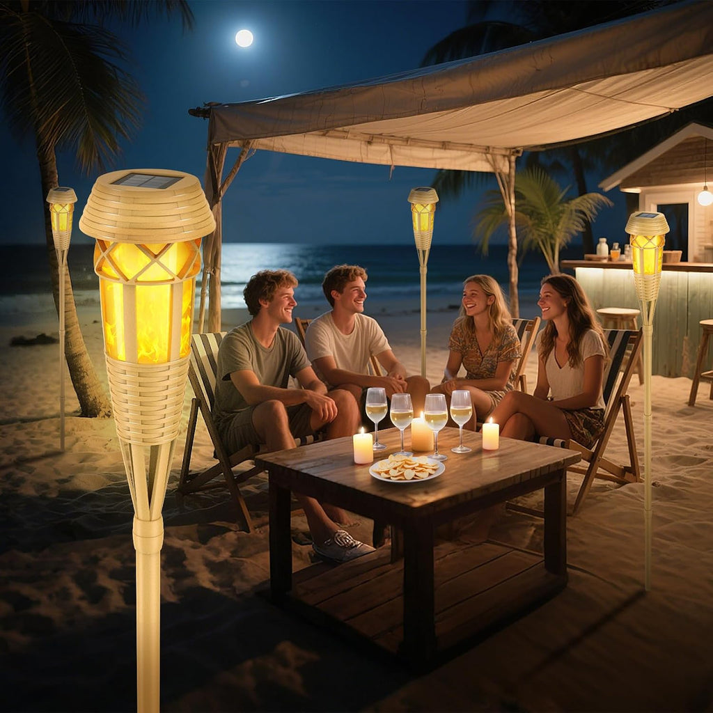 Solar Outdoor Lights – Torches with Flickering Flame for Garden Decor, Waterproof Garden, Outdoor Patio & Pathway Yard Decorations with Flame Torches - 8 Pack