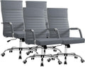 Furmax Ergonomic Office Desk Chair, Executive Ribbed Mid-Back PU Leather Conference Room Chair Adjustable Swivel Chair with Arms (4, Grey)