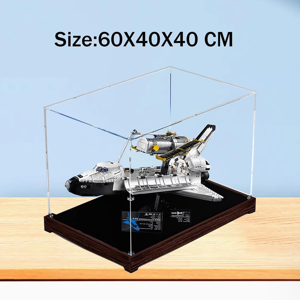 Acrylic Display Case for Lego 10283 Space Shuttle Discovery Building Set– Dustproof Display Box & Showcase, Display Box Compatible with Lego 10283 -Only Display case (Black Walnut Base 3mm)