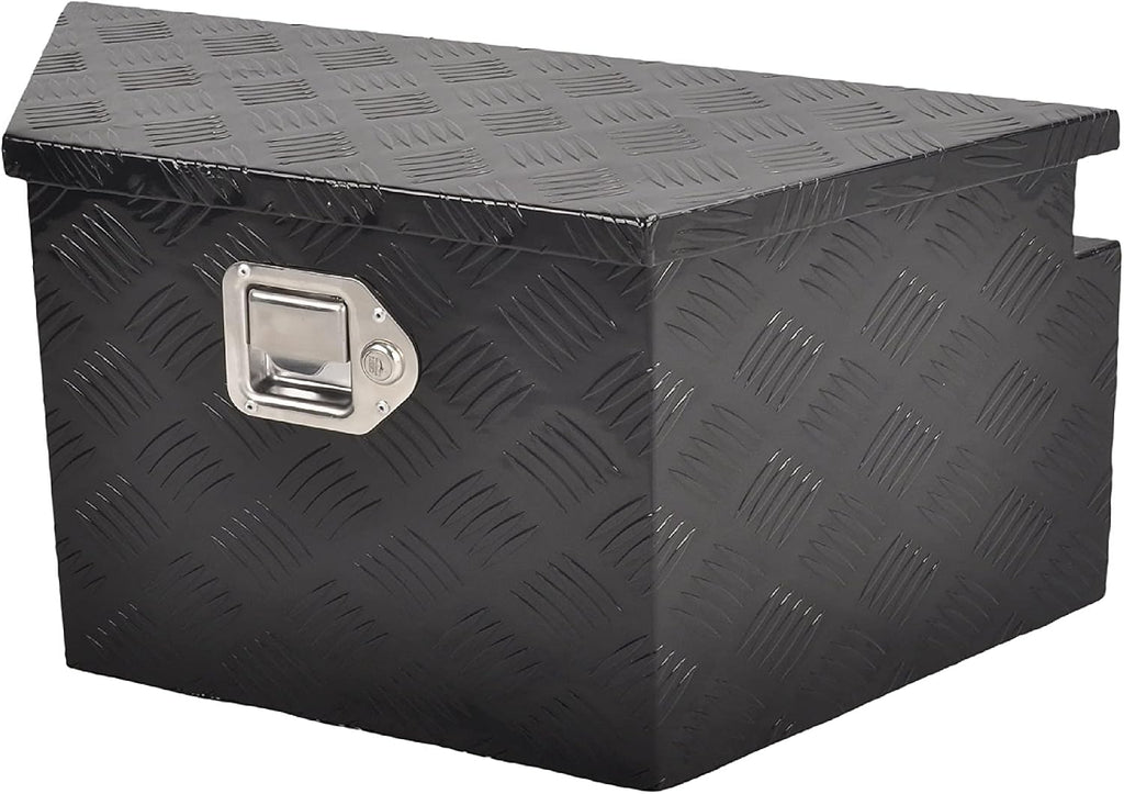 26 Inch Aluminum Utility Trailer Tongue Tool Box Wide Utility Trailer Tongue Toolbox RV Storage OrganizerTrailer Storage Tool Box With Lock & Keys Black,5 Bar Tread (26'X13.3'X12')