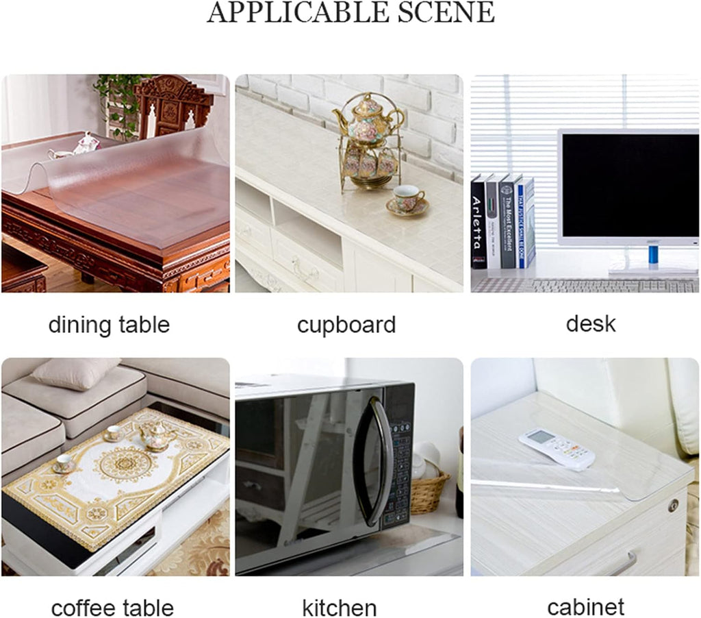 Table Cloth Washable PVC, Transparent Plastic Vinyl Table Cover, Soft Glass Protector Pad, for Kitchen, Furniture, Garden, 3mm Thick Rectangular Non-Slip Tablecloth,120x140cm/47.255in