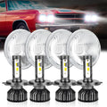 5.75 inch Headlight Round 4pcs Reflector + 4pcs H4 LED Bulbs H4/9003 Light Bulb Headlamp Set H5001 H5006 Front Light Housing