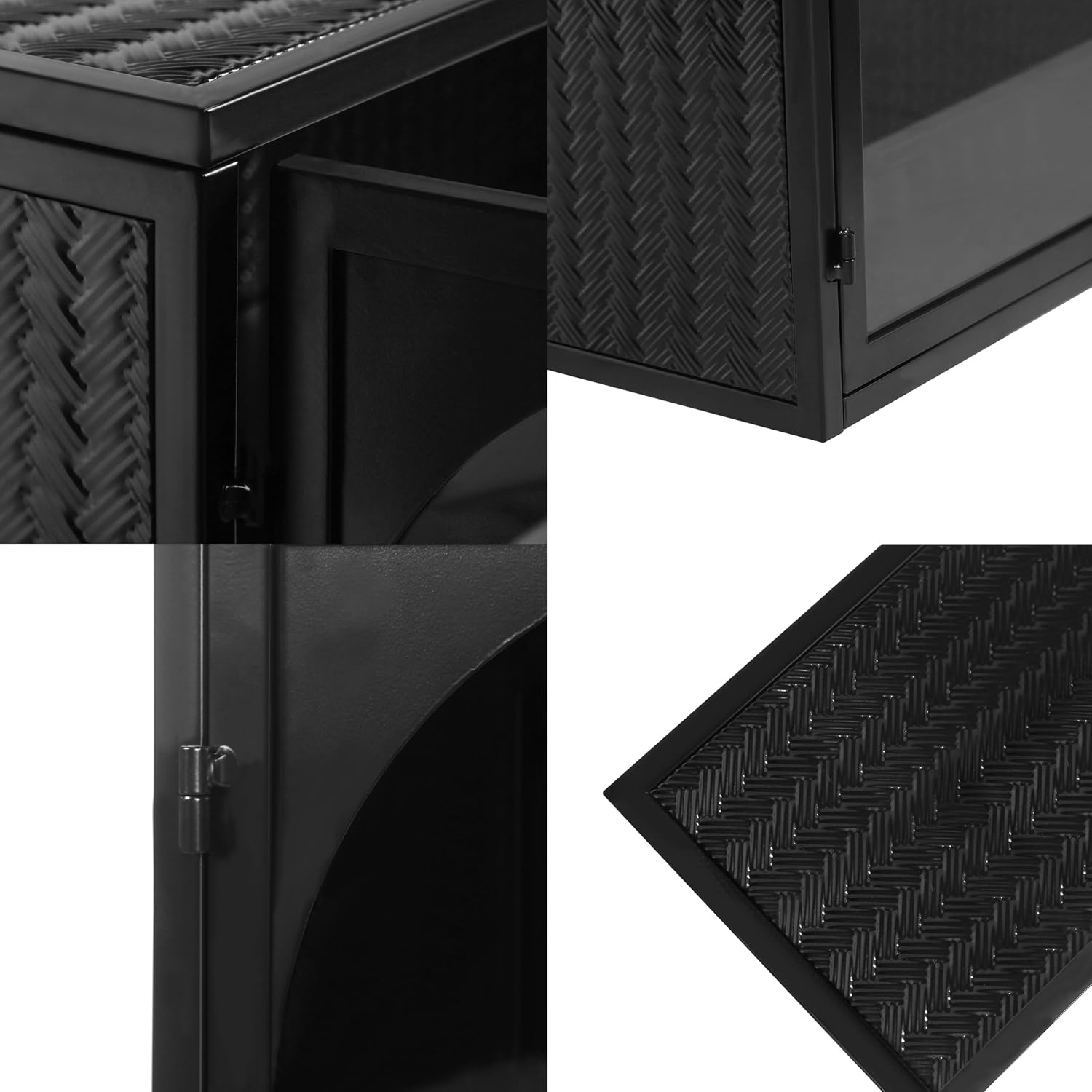 Retro Style Haze Double Glass Door Wall Cabinet with Detachable Shelves for Office, Dining Room,Living Room, Kitchen and Bathroom Mint Black