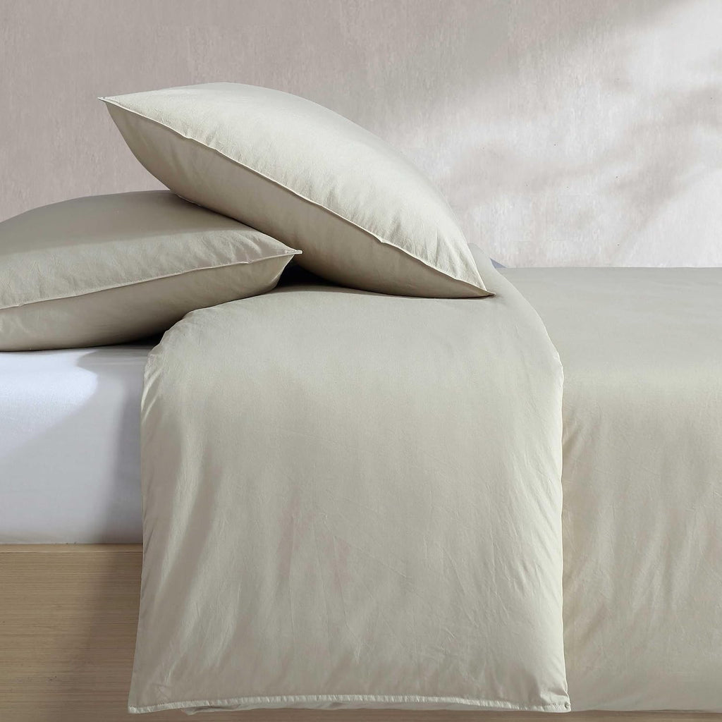 Calvin Klein - King Duvet Cover Set, Relaxed Garment Washed Cotton Percale Bedding with Shams, Button & Corner Tie Closure, Oeko-Tex Certified (Modern Cotton Washed Percale Green)