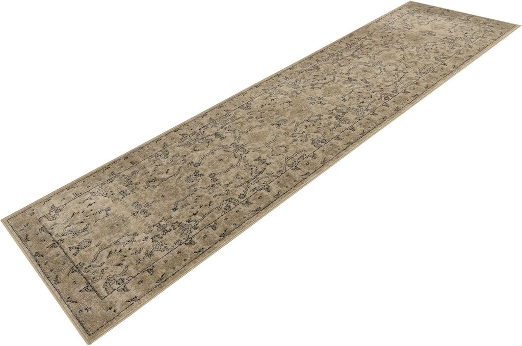 Rugs.com - Oregon Collection Rug – 10 Ft Runner Ivory Easy-Clean Rug for Hallways, Entryways, and Kitchens