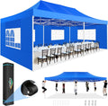 COBIZI 13x26 Pop up Canopy Heavy Duty with 6 Sidewalls, Easy Set-up Commercial Outdoor Party, 100% Waterproof Wedding Canopy Gazebo, 2 Height Adjustable with Wheeled Bag, Blue