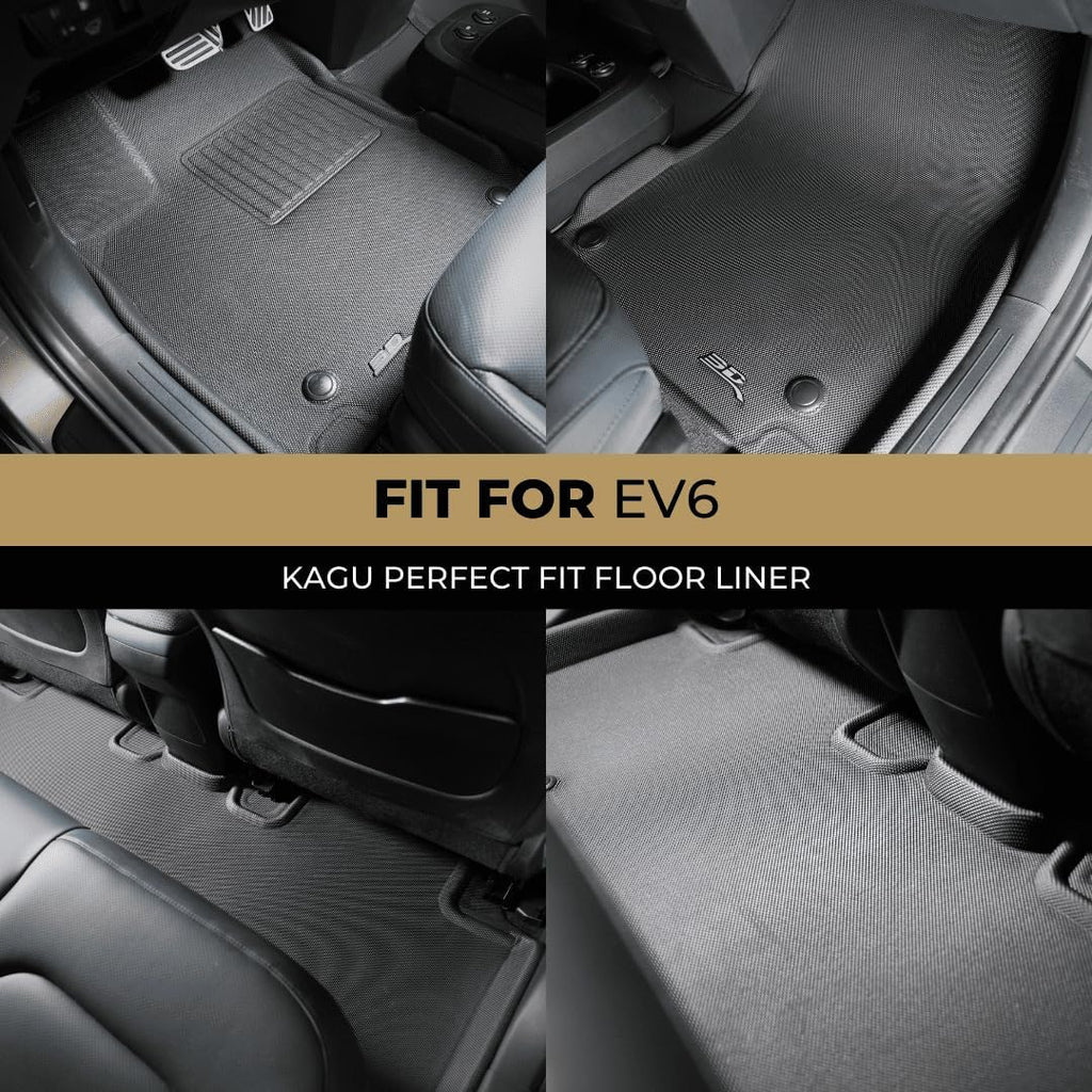 3D MAXpider Custom Fit Kagu Floor Mat (Black) Compatible with Kia EV6 2022-2025 - Full Set