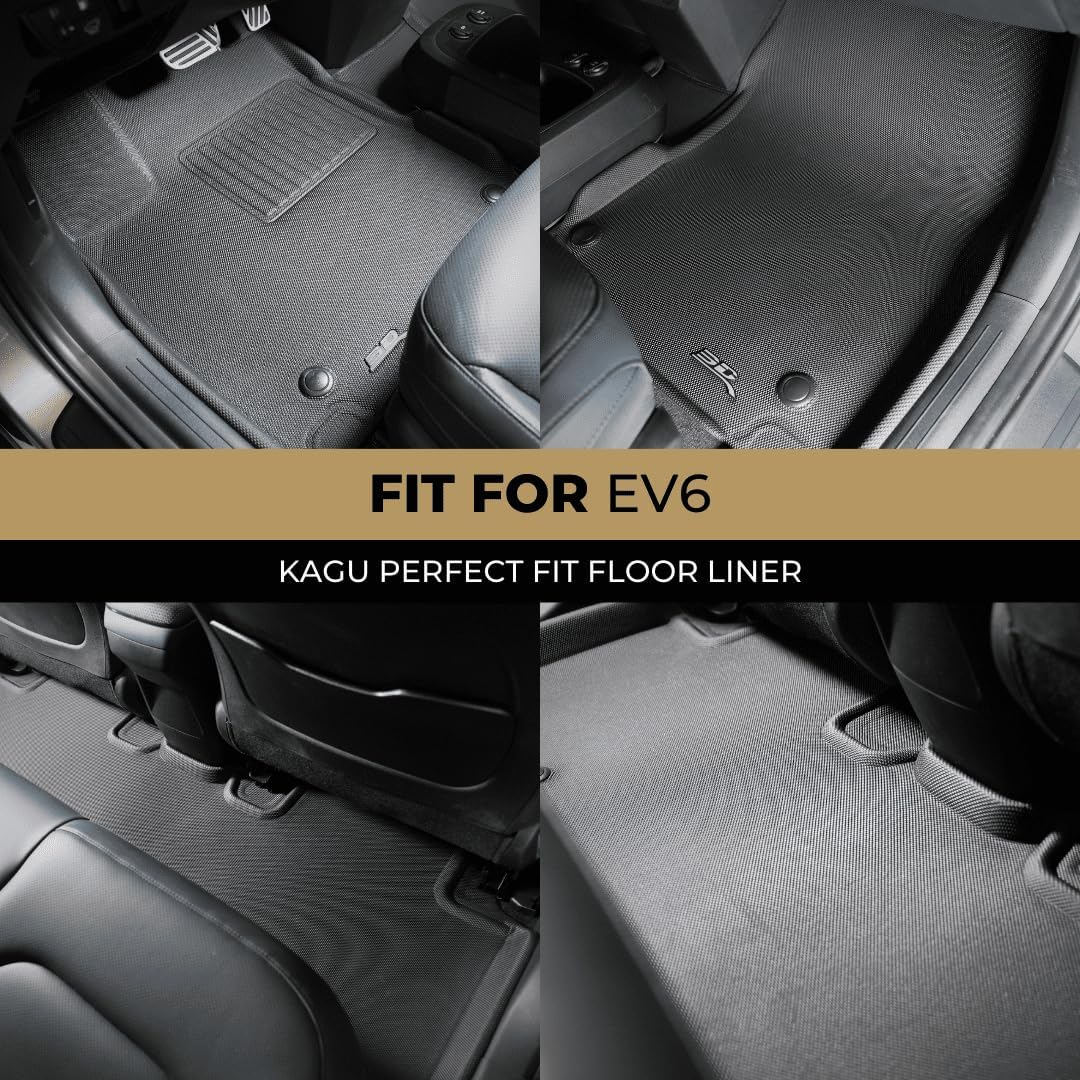 3D MAXpider Custom Fit Kagu Floor Mat (Black) Compatible with Kia EV6 2022-2025 - Full Set
