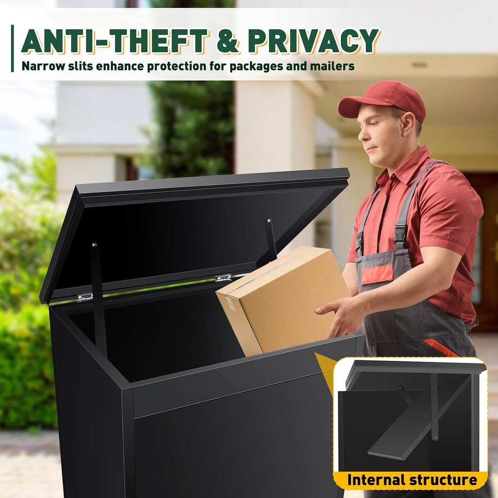 Express Package Delivery Box for Outside, Ultra Large Parcel Drop Boxes with Lock Made of Automotive Steel, Waterproof Anti-Theft Parcel Drop Box with Secure Storage for Home Business (41.3IN)