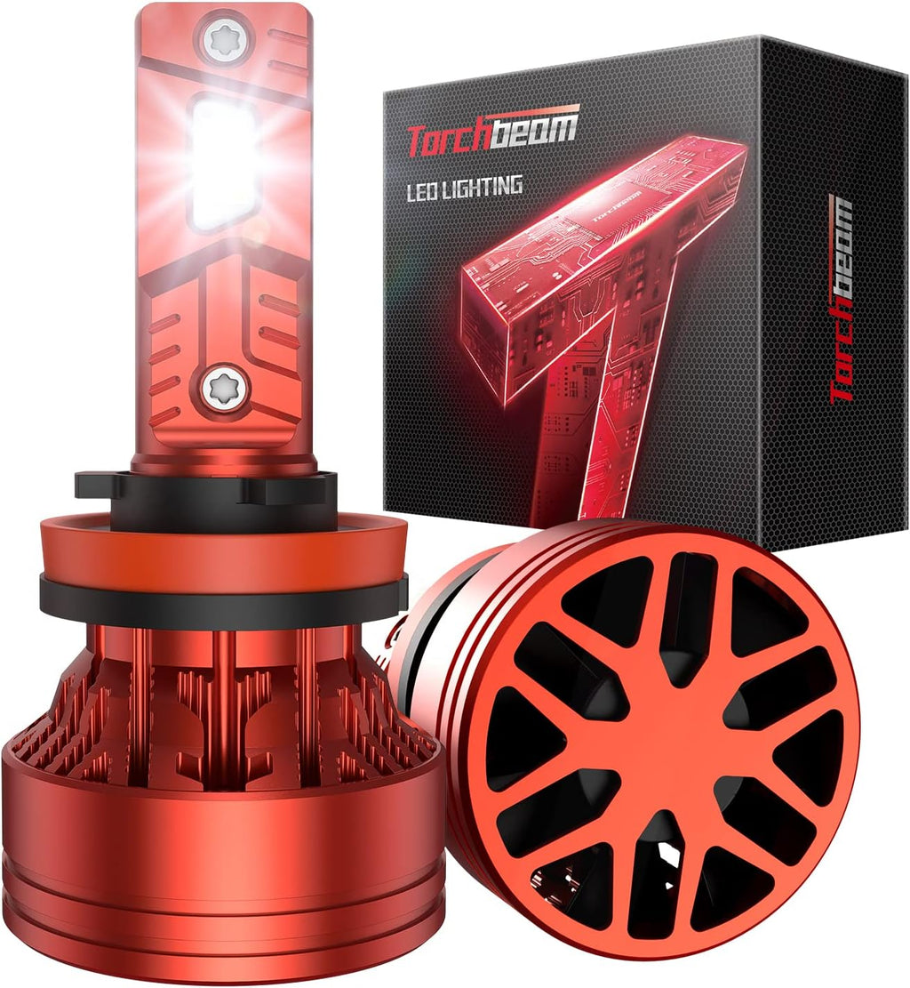 Torchbeam H11/H8/H9 LED Light Bulbs, 2026 Series 87000LM, 6500K White Beam, Mini Design for Powersports, 2 Pack