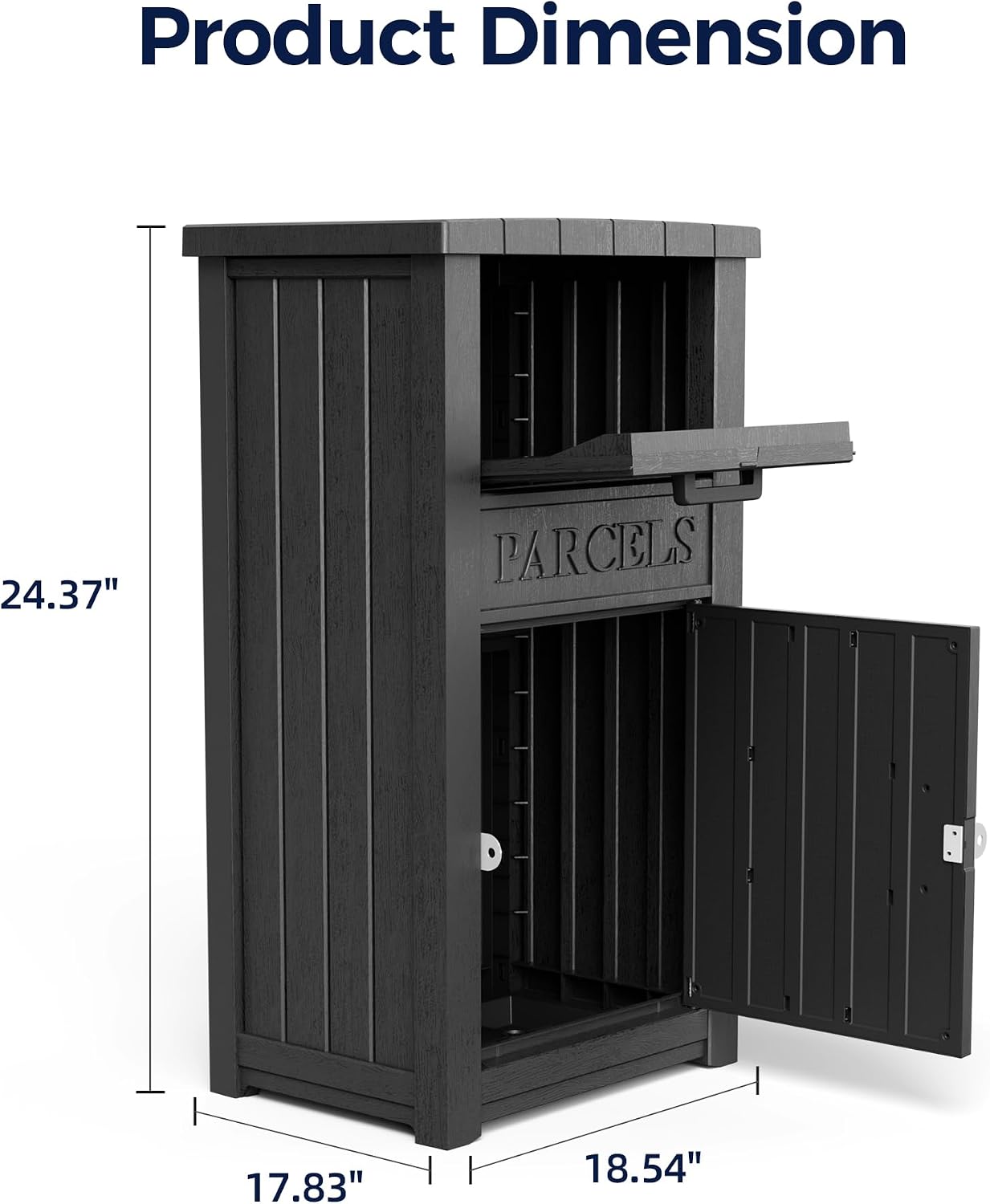 Outdoor Package Delivery Boxes, Lockable Anti-Theft Waterproof Delivery Boxes for Outdoor Use, Package Drop Box for for Porch, Curbside, House Storage, Black