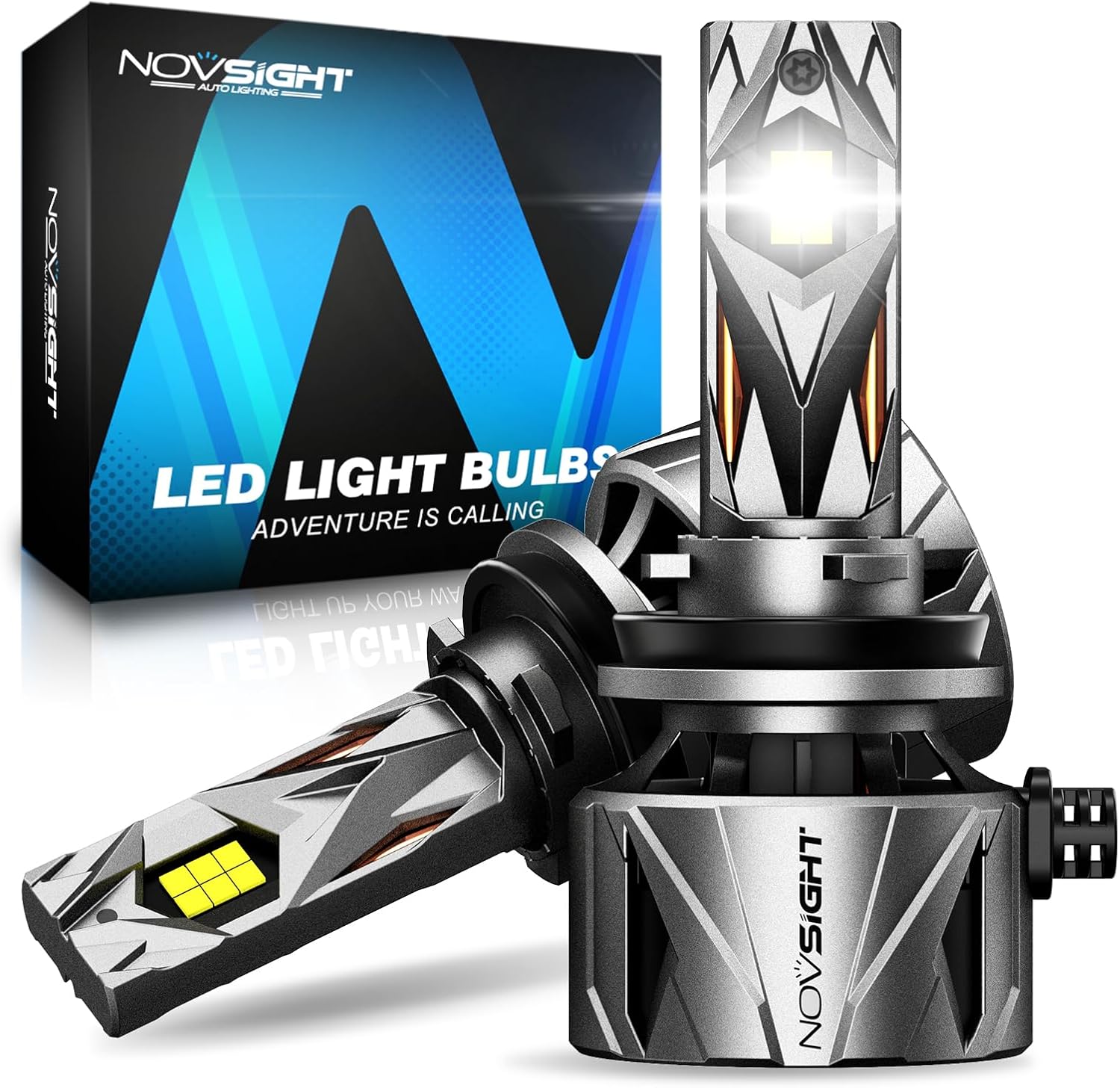NOVSIGHT 𝗛𝟭𝟭/𝗛𝟵/𝗛𝟴 Fog Bulbs Upgrade, 900% Brighter 95,000LM, 240W Performance, Enhanced Cooling, 5-Min Installation, 100,000+ Hour Lifespan, IP68 & CANBUS Compatible, Pack of 2