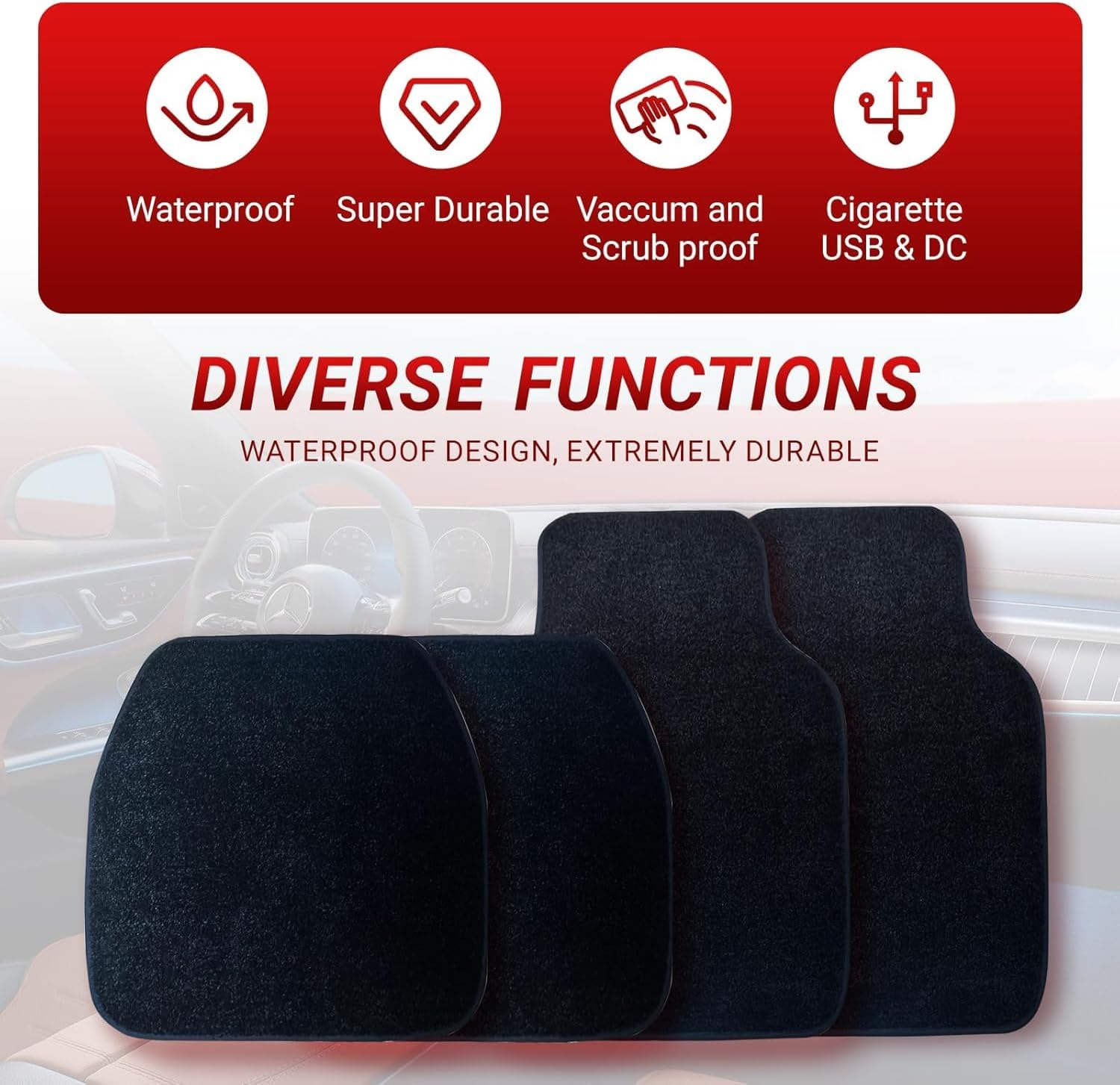 Starlinkmats Mats, Starlinkmats LED Car Floor Mats, Starlight Floor Mats for Cars, Black Automotive Carpet, App Control Car Mats， Creates a Romantic Atmosphere for Dates，Remote Control