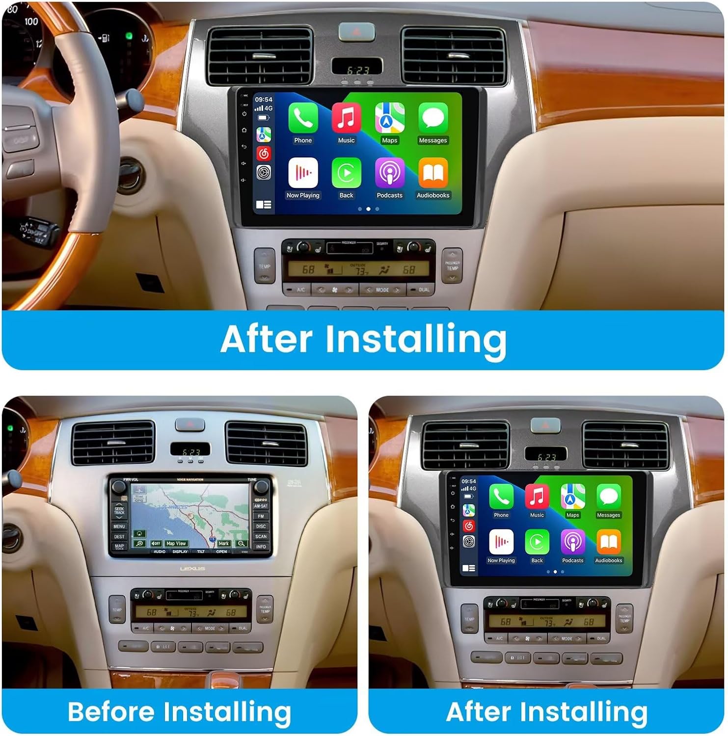 8+256GB 8Core Car Radio for Lexus ES250 ES300 ES330 2001-2006 Stereo Dash Kit GPS Navigation,9' IPS Touch Screen Head Unit with Car-Play & Android Auto/SWC/DSP/Rear View